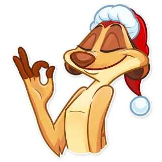 👌 Timon The Lion King timon, lion king, christmas, santa hat, cartoon, disney telegram sticker
