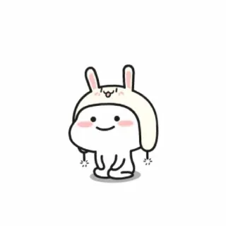 ☺️ imut, binatang, kartun, kelinci, kelinci, putih, topi whatsapp sticker
