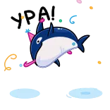 🦈 УРА! tiburón, celebración, fiesta, confeti, ruso telegram sticker