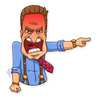 😡 zangado, homem, desenho animado, apontando, frustrado, chateado telegram sticker