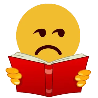 📔 Emoji, Lectura, Libro, Triste, Infeliz, Estudiando, Cara amarilla telegram sticker