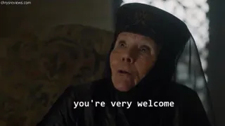 🙏 Olenna Tyrell Game of Thrones you're very welcome Olenna Tyrell, Juego de Tronos, De nada, Meme, Televisión, HBO, Personaje, Reina de Espinas telegram sticker
