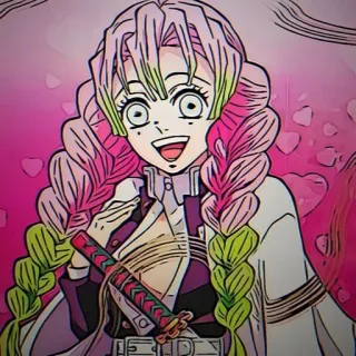 🌸 Mitsuri Kanroji Demon Slayer アニメ, 鬼滅の刃, 甘露寺蜜璃, 柱, 恋柱, 漫画, キャラクター telegram sticker