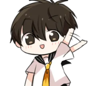 ✋ chibi, anime, cartoon, kawaii, cute, school uniform whatsapp sticker