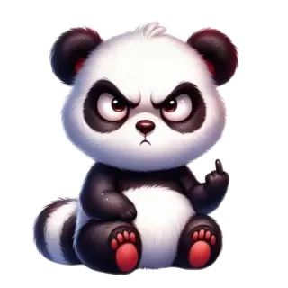 🐱 Panda, Dedo corazón, Grosero, Ofensivo, Dibujo animado, Enfadado whatsapp sticker