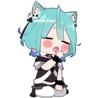 🥱 @Nekotsu Anime, Catgirl, Chibi, Fofo, Desenho animado, Adesivo telegram sticker