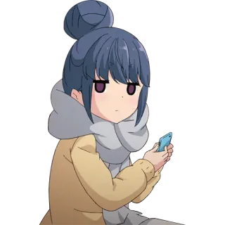 😐 Rin Shima Yuru Camp 动漫, 女孩, 围巾, 可爱, 角色, 摇曳露营 telegram sticker