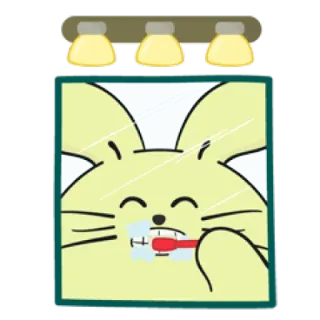 😁 coniglio, specchio, spazzolino da denti, bagno, animale, cartone animato, carino whatsapp sticker