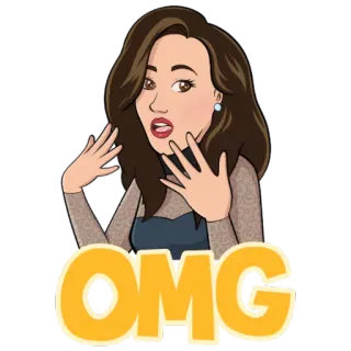 😧 OMG マジ, 女性, 表情, 興奮, 驚き, アニメ telegram sticker