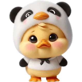 😕 pato, mono, panda, kawaii, animal, dibujo animado, pegatina telegram sticker