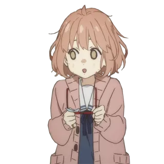 😨 anime, girl, cute, pink, glasses, character whatsapp sticker