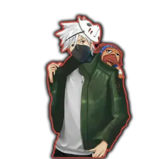 😎 Kakashi Naruto 애니메이션, 캐릭터, 카카시, 나루토, 마스크, 개, 팬아트 telegram sticker