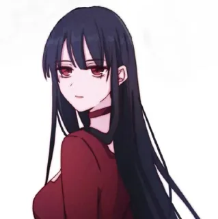 🍷 anime girl, manga, character, red eyes, black hair, illustration telegram sticker