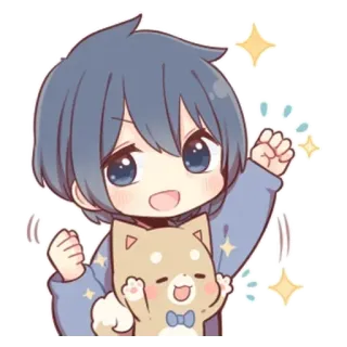🌟 Chibi, Słodki, Anime, Pies, Błyskotki, Chłopak, Kreskówka telegram sticker