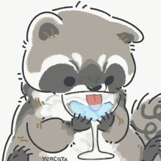 🍸 raccoon, drinking, animal, cute, cartoon telegram sticker