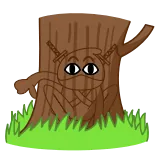 👎 tocón de árbol, naturaleza, aire libre, césped whatsapp sticker