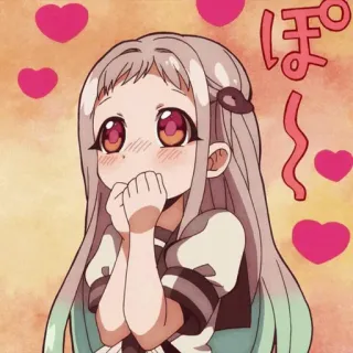 ✨ ぽ Аниме, Девушка, Мило, Сердечки, Румянец telegram sticker