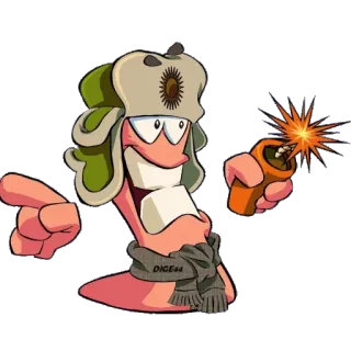 💣 Worm Worms หนอน, วิดีโอเกม, การ์ตูน, ไดนาไมต์, ระเบิด, หยาบคาย telegram sticker