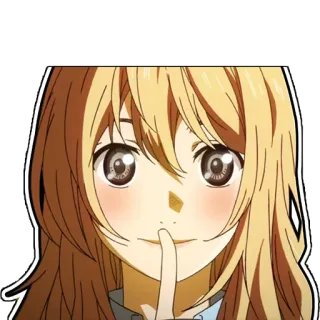 ☝ Kaori Miyazono Your Lie in April Anime, Ragazza, Bionda, Carina, Shhh, Silenzio, Dito, Your Lie in April, Kaori Miyazono telegram sticker