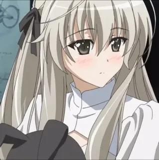 🥛 Anime, Mädchen, lange Haare, Schleife, süß, erröten whatsapp sticker