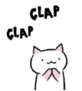 👏 CLAP CLAP Katze, klatschen, Tier, süß, weiß, Gruß telegram sticker