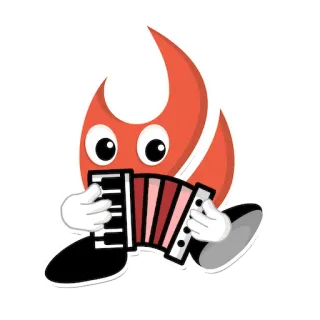 🤐 flamme, feu, musique, accordéon, dessin animé, personnage telegram sticker