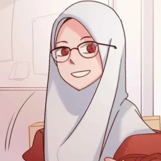 📎 히잡, 무슬림 여성, 애니메이션 스타일, 여성, 안경 telegram sticker
