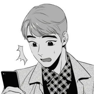😥 การ์ตูน, อนิเมะ, ตัวละคร, ตกใจ, โทรศัพท์ telegram sticker