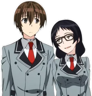 😉 anime, school uniform, male, female, characters, couple whatsapp sticker