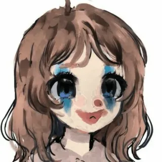 🤡 gambar, ilustrasi, potret, gadis, perempuan, kartun, sketsa whatsapp sticker