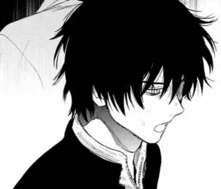 🙈 Anime, Mangá, Menino, Retrato, Cabelo preto, Triste telegram sticker