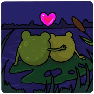 ❤️ лягушка, любовь, сердце, пруд, мультфильм, амфибия, милый, иллюстрация telegram sticker