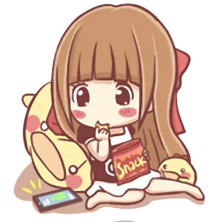 🍟 SNACK Anime, Süß, Mädchen, Snack, Cartoon telegram sticker