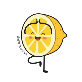 🍋 @valeria.vetrova lemon, fruit, cute, cartoon, yoga, funny, kawaii telegram sticker
