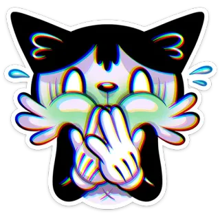 ⭐ gato, desenho animado, adesivo, anime, fofo, kawaii, triste, chorando whatsapp sticker