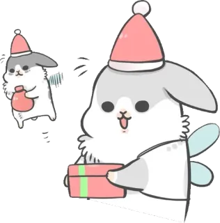🙂 bunny, christmas, present, cute, holiday, cartoon telegram sticker