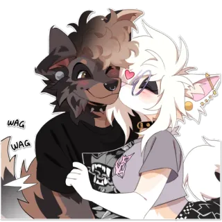 💋 WAG WAG furry, anthro, couple, romance, affection, wag, love, dogs whatsapp sticker