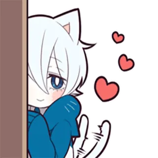 💗 anime, kat, schattig, kawaii, harten, cartoon whatsapp sticker