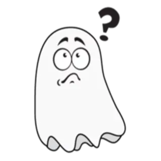 ❓ Geist, Fragezeichen, Cartoon, gruselig, Halloween, unsicher whatsapp sticker