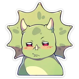 ⭐ dinosaure, tricératops, dessin animé, mignon, animal, autocollant telegram sticker