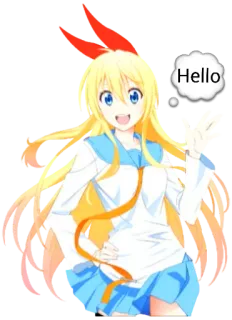 👋 Hello anime, cartoon, cute, girl, greeting telegram sticker
