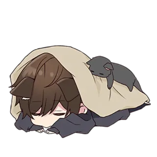 😴 Аниме, Мультфильм, Спящий, Милый, Каваий, Одеяло telegram sticker