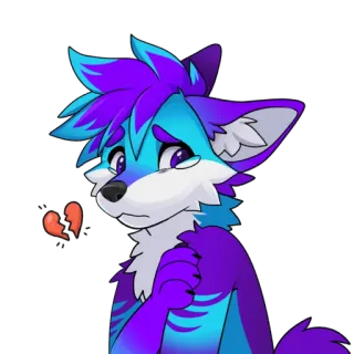 💔 Furry, corazón roto, triste, dibujos animados, zorro, animal, sentimiento telegram sticker