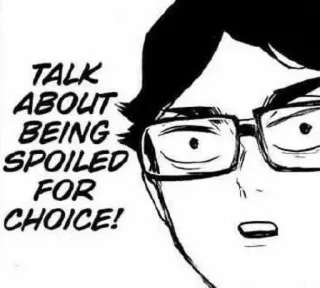 🤨 TALK ABOUT BEING SPOILED FOR CHOICE! Manga, Verwöhnt, Auswahl, Comic, Brille, Ausdruck, Anime whatsapp sticker