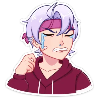 😢 chorando, chateado, triste, estilo anime, desenho animado, personagem, emoção telegram sticker