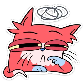 🤔 кот, уставший, сонный, измученный, мультфильм, наклейка, животное telegram sticker