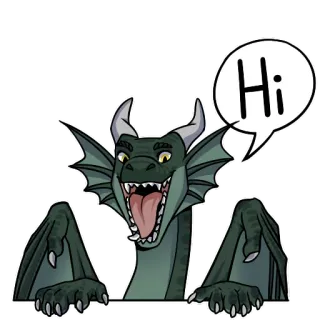 👋 Hi dragão, fantasia, mítico, criatura, saudação telegram sticker