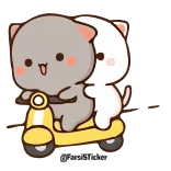 🙈 кошки, самокат, милый, мультфильм, животные, катание whatsapp sticker