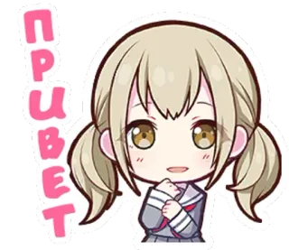 👋 Привет chica anime, kawaii, saludo telegram sticker