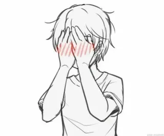 🖤 Anime, Arrossire, Imbarazzato, Timido, Ragazzo telegram sticker